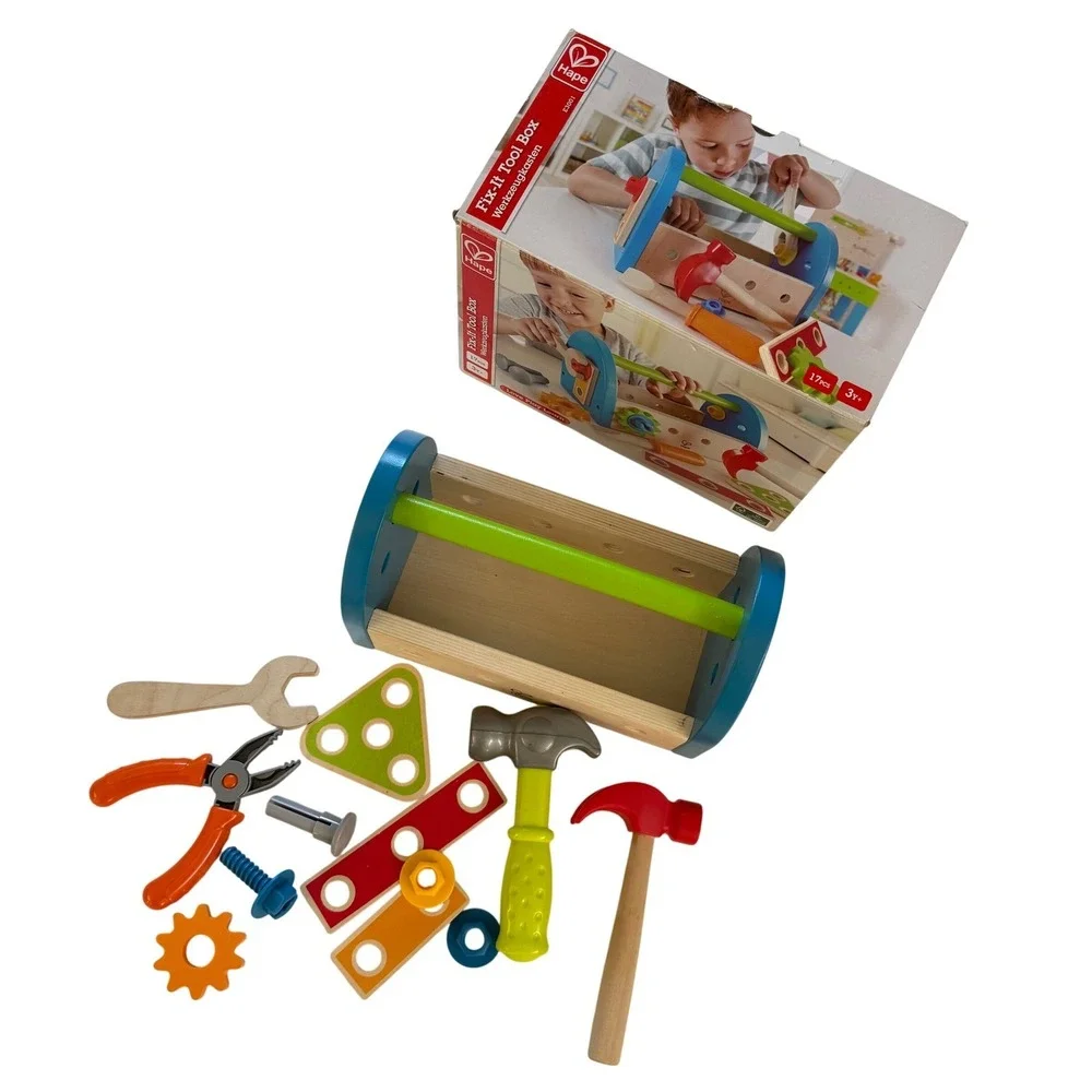 Hape Fix It Tool Box Wooden Toy‎ Set w/ Box – Partial Set + Extra Tools